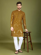 Vastranavya Yellow Exclusive Festival Wear Pure Viscose Rayon Embroidered Sequence Work Kurta