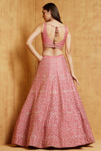 Jyoti Fashion Peach Cording Dori with Zari Thread Sequence Embroidery Malai Satin Silk Lehenga Choli with Dupatta