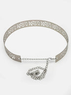 NVR Women Circular Silver Plated Adjustable Broad Belt