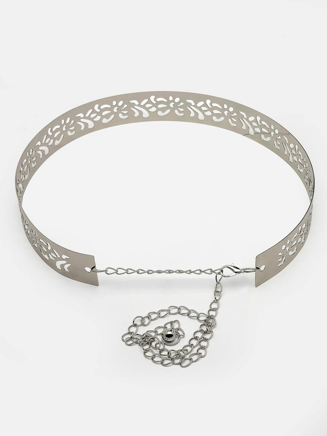 NVR Women Circular Silver Plated Adjustable Broad Belt