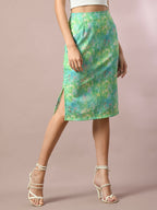 Myshka Women's Multi Printed Knee Length Party Embellished Skirts