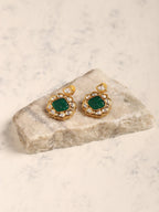 Green Gold Plated Kundan Studs Earrings - Ruby Raang - Distacart
