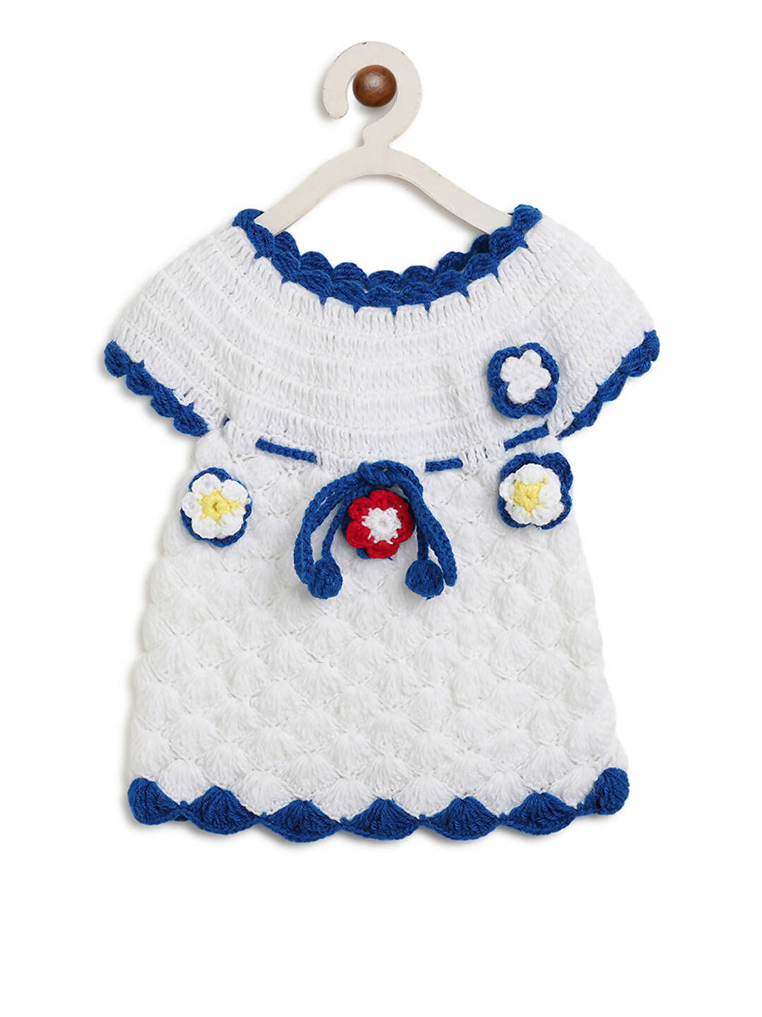 ChutPut Hand knitted Crochet Elsa Dress with Cap For Baby Girls - White