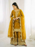 Teeya Creation Yellow Color Fendy Silk Embroidery Work Wedding Wear Salwar Suit - Distacart