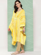 Ahalyaa Women's Traditional Wear kaftan Kurta - Yellow