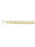 Gold-Plated White Kundan-Studded Pearl Beaded Hair Band - Ruby Raang - Distacart