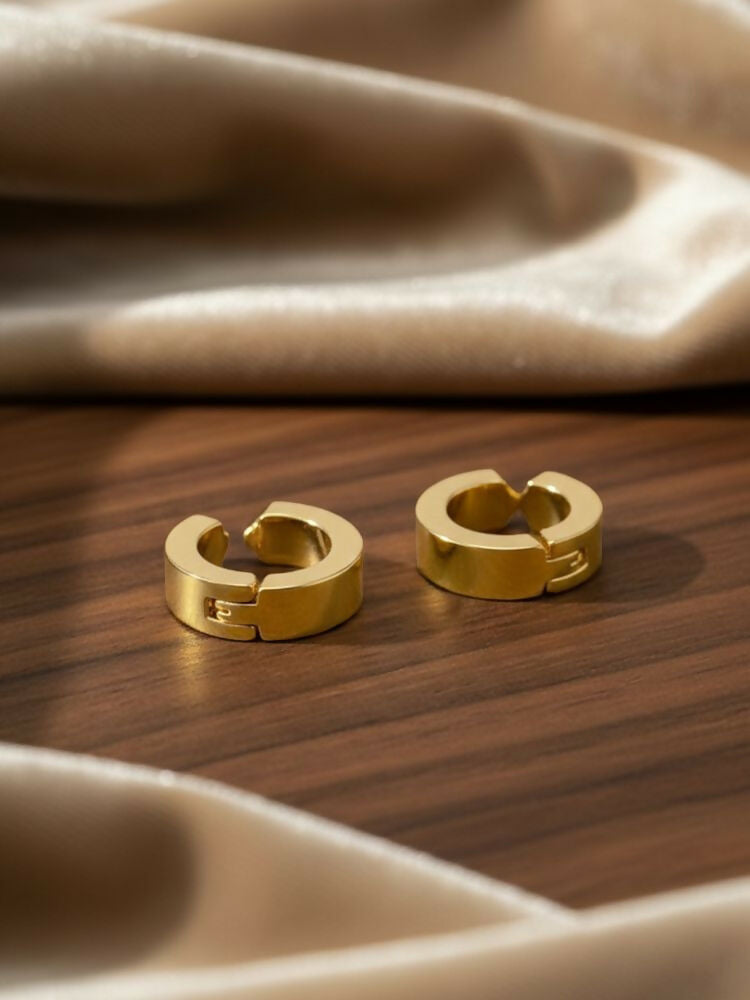 NVR Men's Gold Plated Hoop Earrings - Distacart