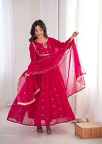 Teeya Creation Rani Faux Georgette Embroidery Work Wedding Wear Gown - Distacart