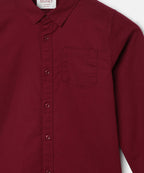 Manet Boys Full Sleeves Solid Shirt - Maroon