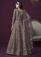 Vegaa Fashion Designer Purple Net Embroidery Anarkali Suit