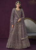 Vegaa Fashion Designer Purple Net Embroidery Anarkali Suit