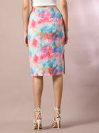 Myshka Women's Multi Printed Knee Length Party Embellished Skirts