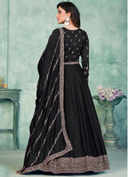 Vegaa Fashion Black Art Silk Embroidered Anarkali Suit