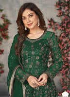Vegaa Fashion Green Net Embroidered Anarkali Suit