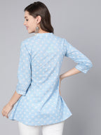 Antaran Light Blue Pure Cotton Printed Tunic