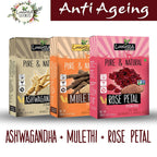 Luxura Sciences Natural Skin Care for Anti Ageing Set - Ashwagandha + Mulethi + Rose