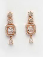 NVR Women's Gold-Polished American Diamond Studded Handcrafted Jewellery Set