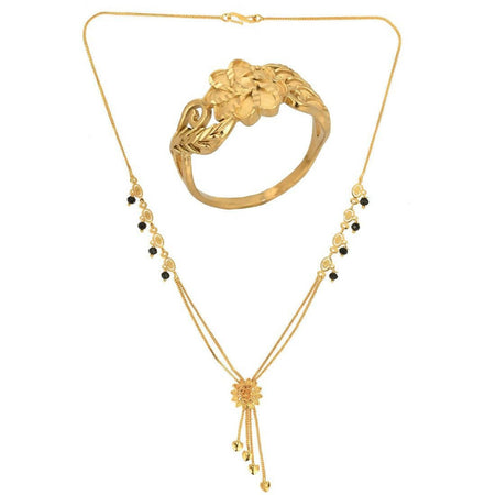 AanyaCentric Gold-Polished Mangalsutra & Ring Set