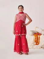 Joban Fashion Girl's Magenta Pink Color Sharara Set