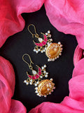 Joban Fashion Women Pink Pachi Kundan With Golden Jhumki Earring - Distacart