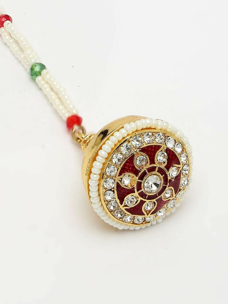 NVR Women Gold Plated CZ Stone Borla Maang Tikka - Distacart