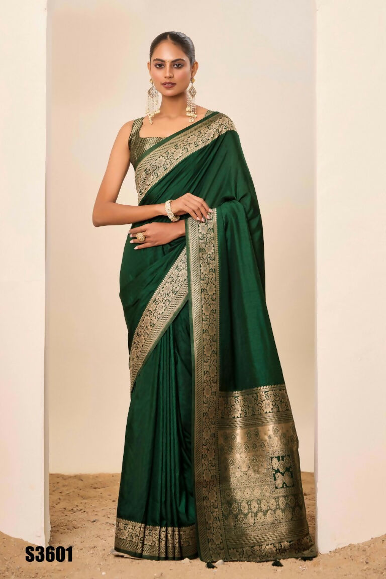 Green Dolla Silk Wevon Galla Designer Saree - Zeel