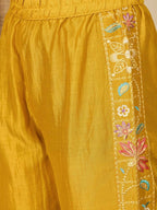 Joban Fashion Women Mustard Roman Silk Embroidered Stitched Kurta Set - Distacart