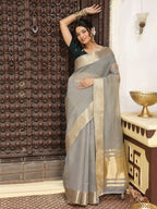 Shree Shyam Fashion Grey Cotton Saree - Distacart