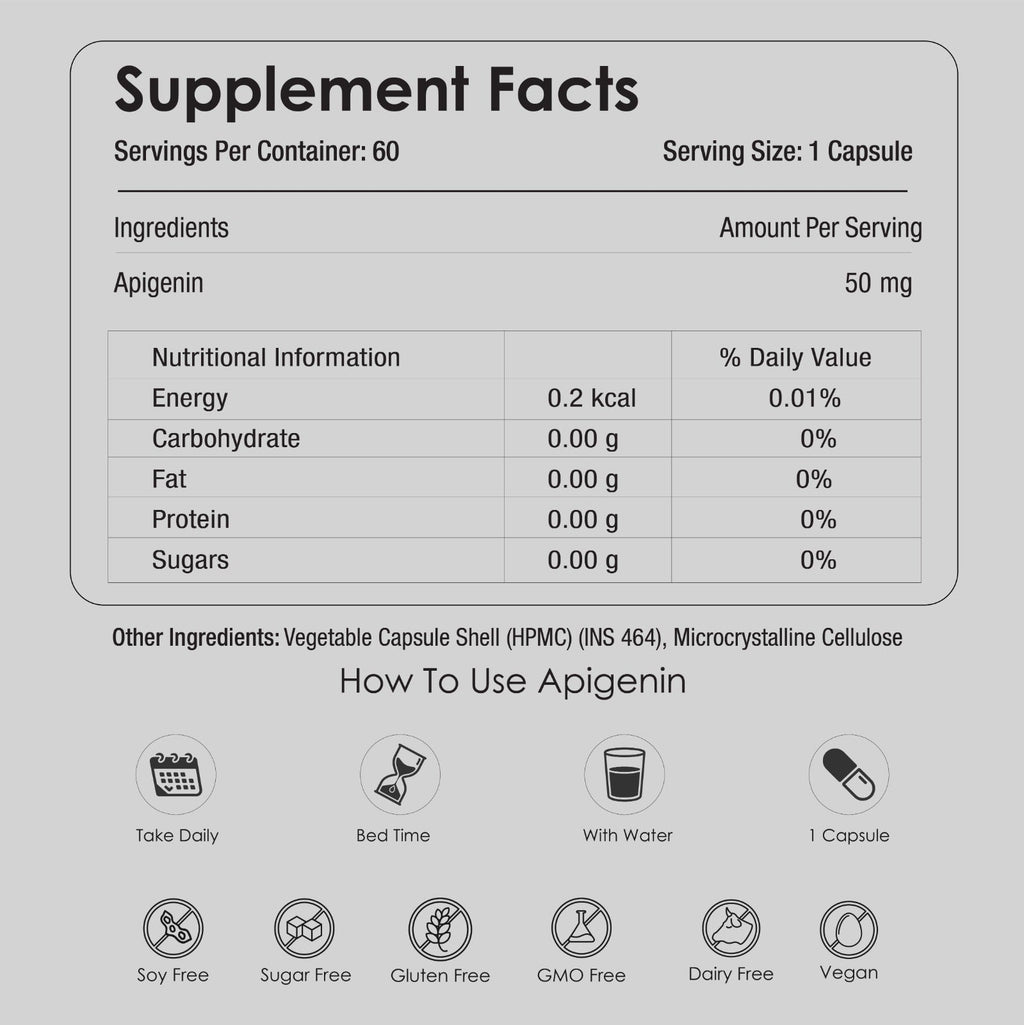 GATACA Apigenin - 50 mg Capsules for Better Sleep, More Focus, More Life