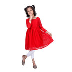 Akarshan viscose Lukhnowi Chikankari Anarkali kurta with Leggings - Red