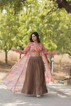 Vastranavya Latest Fancy Party Wear Lehenga Choli With Shrug - Peach