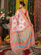 Shree Shyam Fashion Linen Cotton White Saree - Distacart