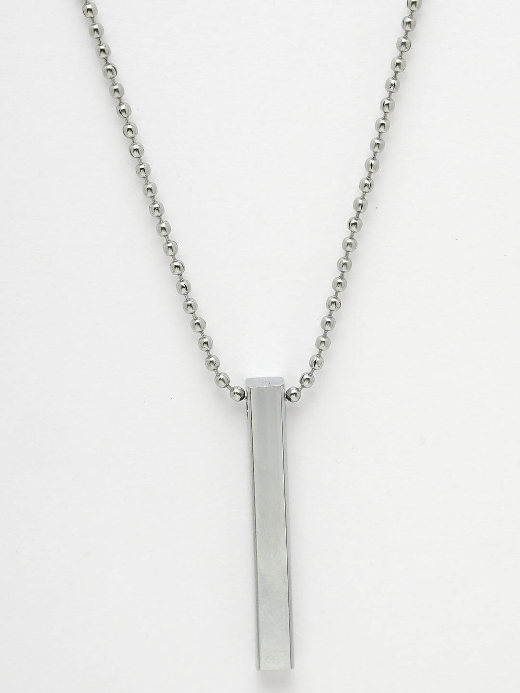 NVR Men's Silver Rhodium Plated Bar Pendant & Chain