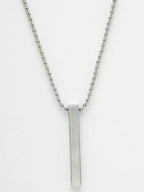 NVR Men's Silver Rhodium Plated Bar Pendant & Chain