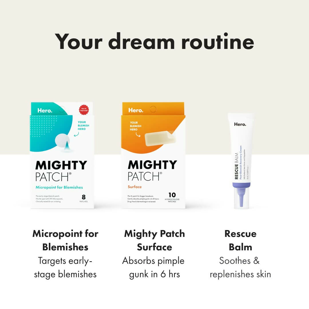 Mighty Patch Surface - Hydrocolloid Large Acne Pimple Patches Spot Treatment for Body and Larger Breakouts on Cheek, Forehead, Chin