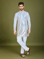 Vastranavya Ombre Yellow Premium Real Georgette Thread Sequence & Embroidery work Kurta