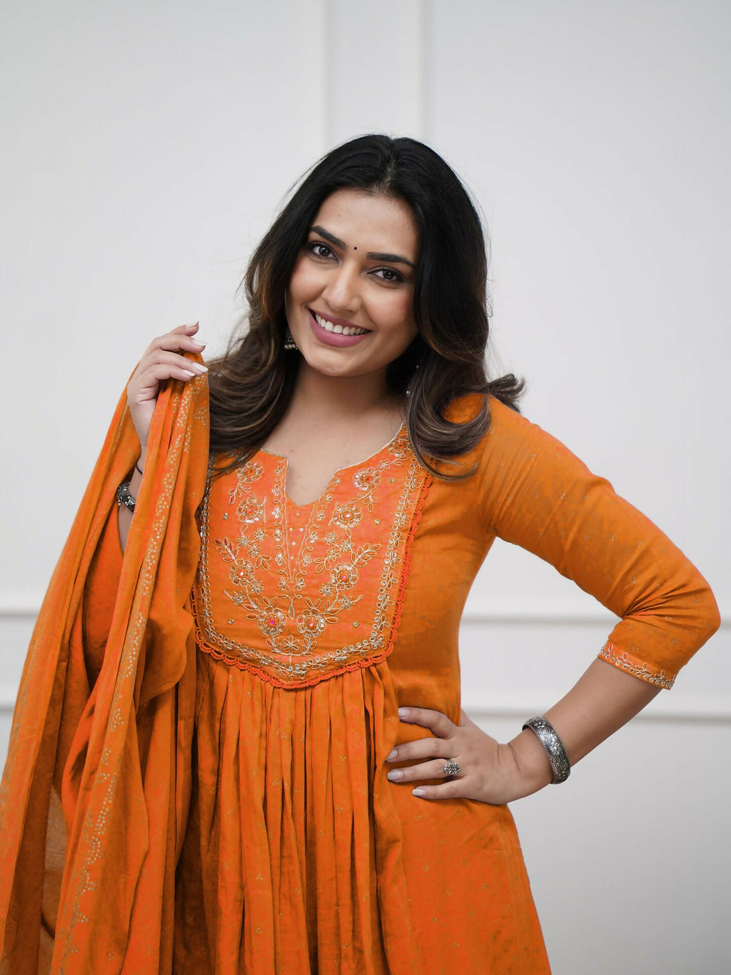The52 Women's Beautiful Cotton Fabric Embroidery Work Straight Kurta Pant and Dupatta Set - Distacart