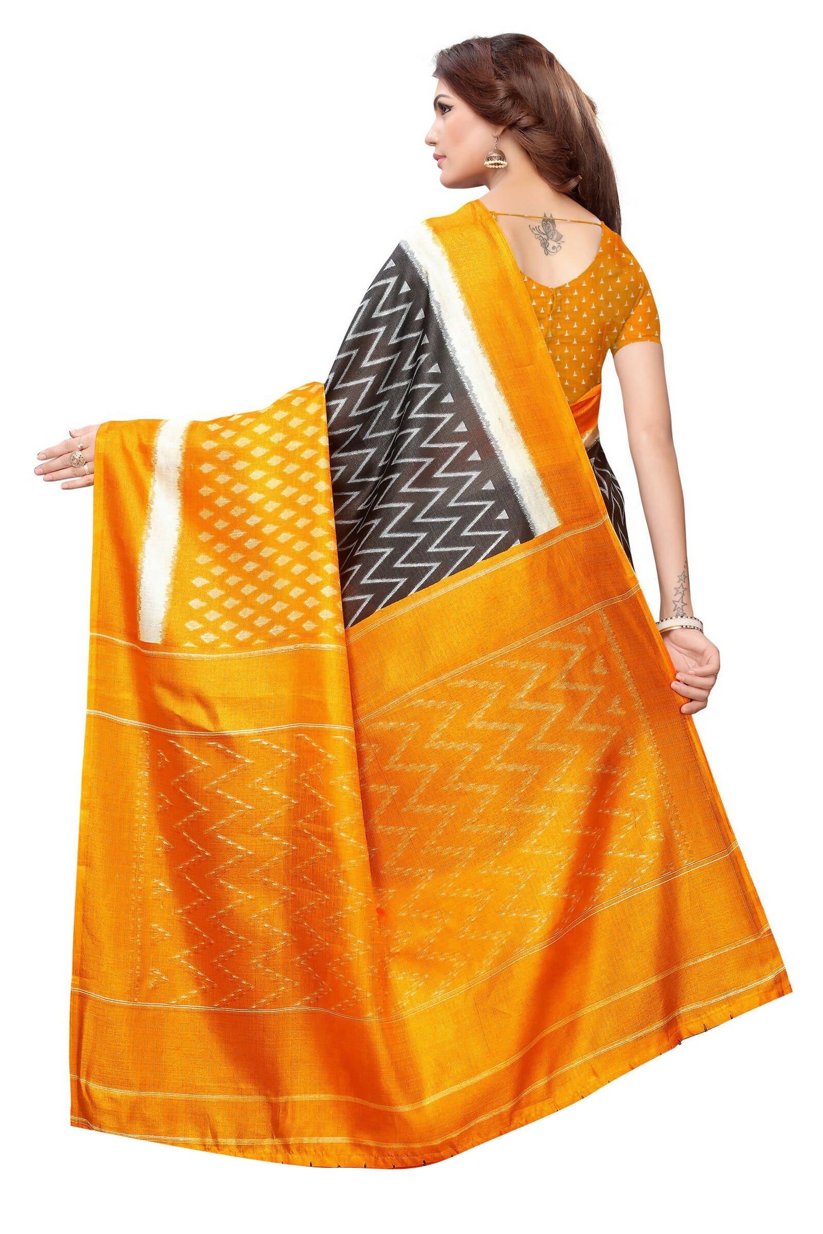 Vamika Mustard Kalamkari With Jhalar Khadi Silk Saree - Distacart