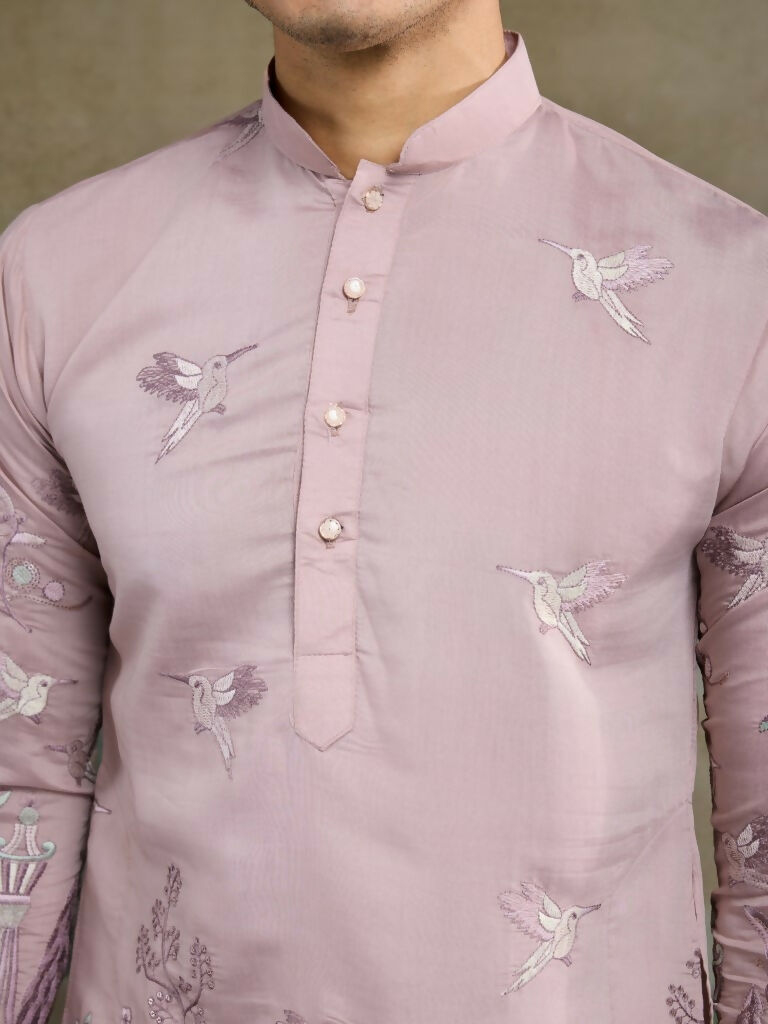 Vastranavya Peach Exclusive Festival Wear Viscose Silk Thread & Sequence Embroidered Work Kurta