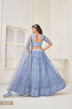 Eilara Women'S Blue Butterfly Net With Sequins And Embroidery Work Lehenga Choli For Party Wear