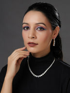 Diamond Neckpiece with Dangler Diamond Earrings- Ruby Raang