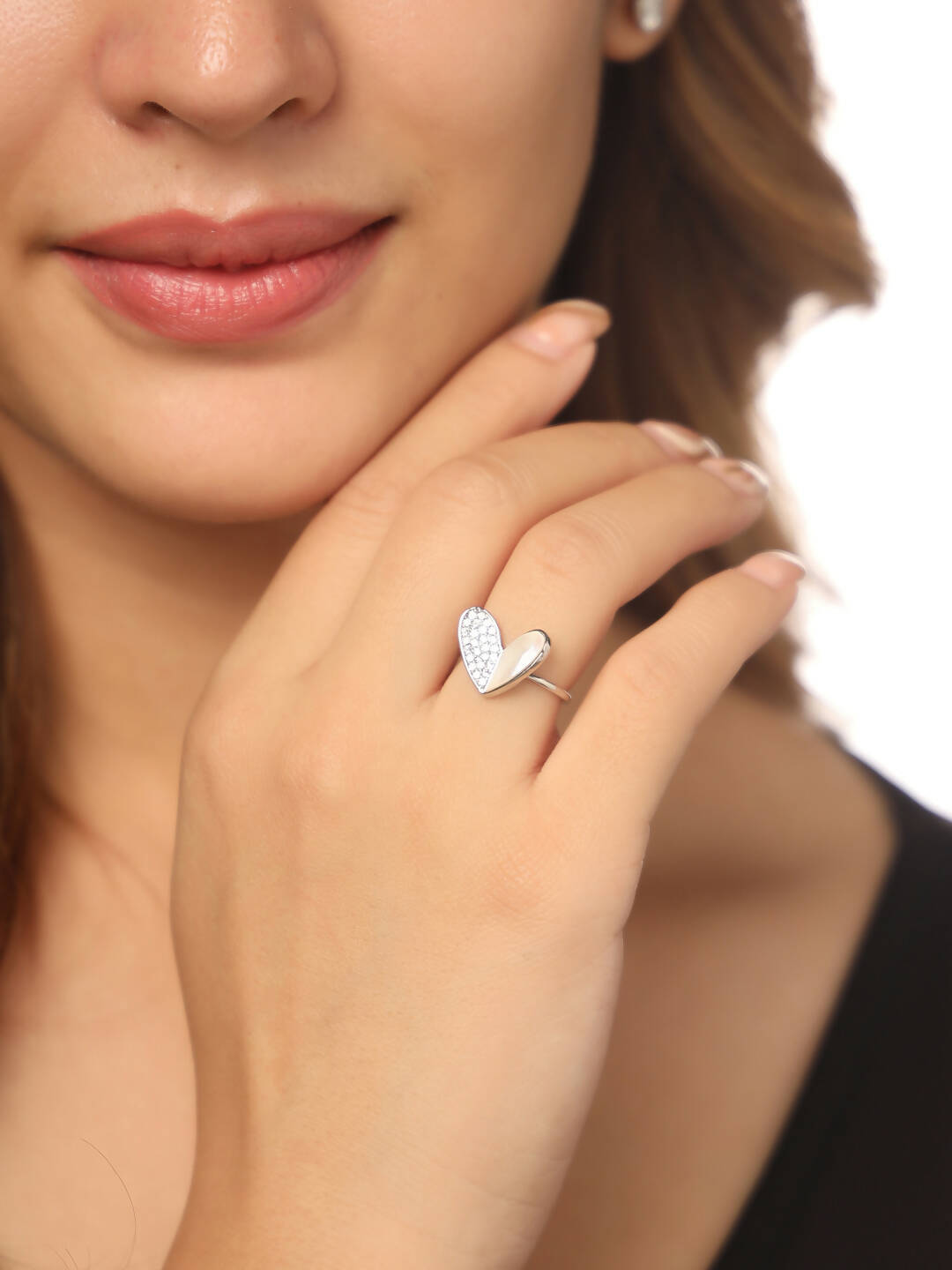 NVR Women's Stylish Latest Silver Plated Ring With Ad Stones
