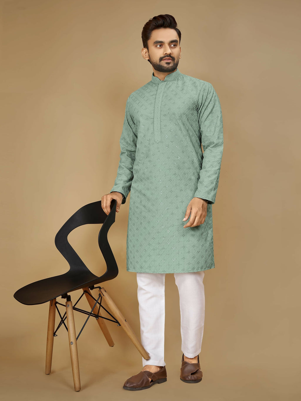 Anaita Sea_Green Embroidered Rayon Straight Kurta - Distacart