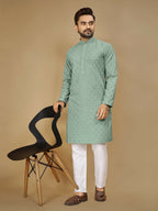 Anaita Sea_Green Embroidered Rayon Straight Kurta - Distacart