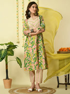 Myshka Women's Multi Pure Cotton Kurta & Palazzos With Dupatta Party Sets