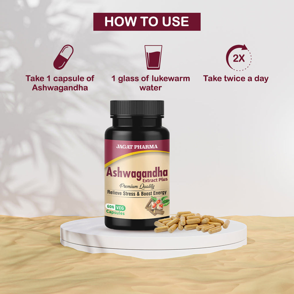 Jagat Pharma Ashwagandha Capsules | Helps Relieve Stress and Anxiety - Distacart