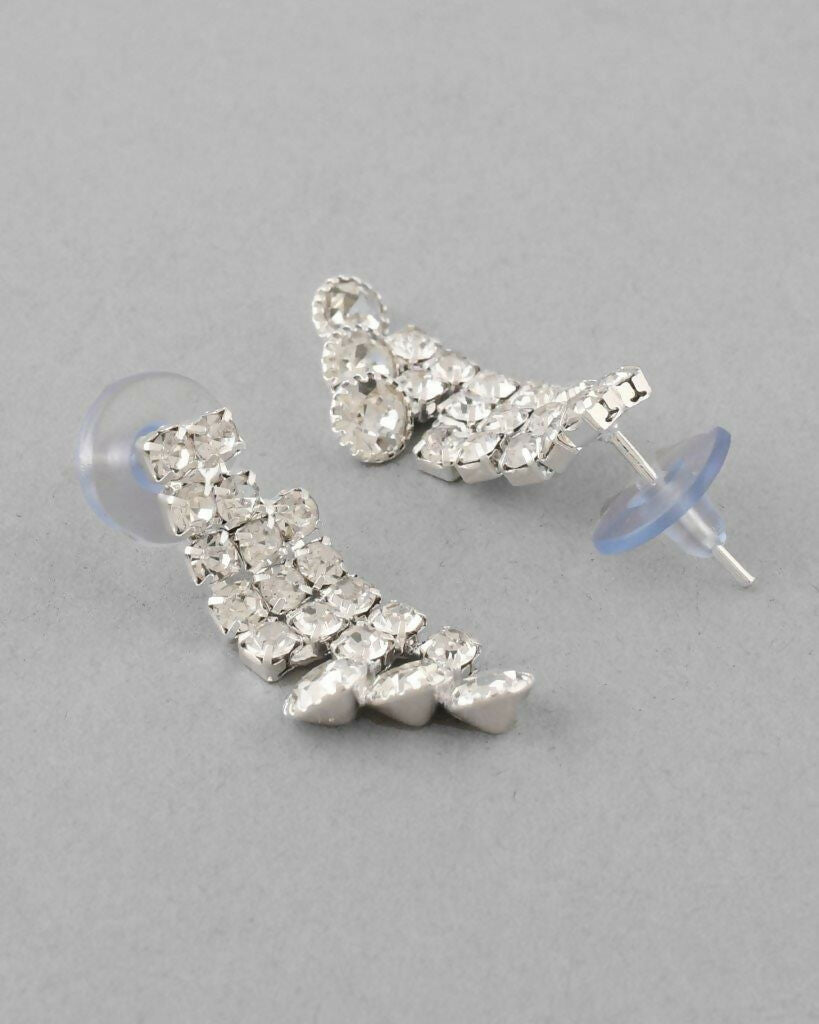 VOJ Silver Plated AD Stone Studded Necklace With Earrings Jewellery Set