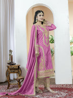 Teeya Creation Baby Pink Color Chinnon Silk Embroidery Work Fully Stitched Salwar Suit - Distacart