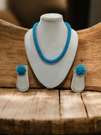 Inhanns Noor-E-Jalwa – Handmade Crystal Bead Necklace / Necklace With Earrings -Adjustable - Sky Blue