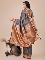 Anaita Grey Linen Cotton With Jacquard Work And Zari Weaving Saree With Blouse - Distacart